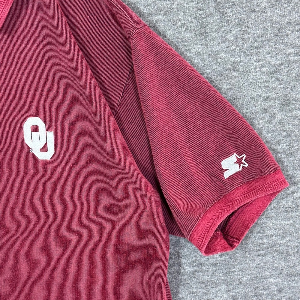 Starter Oklahoma Sooners Polo Shirt Mens size Large Vintage OU Logo Maroon - Picture 4 of 7
